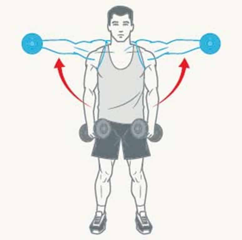 Exercício de elevação lateral de ombro